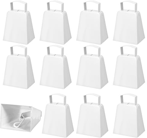 12 Pack Metal Cowbells with Handle 4 Inch Cow Bells Noise Makers Hand Percussion Cowbells Loud Cheering Bells for Sporting Events Football Games Weddings Celebrations Party