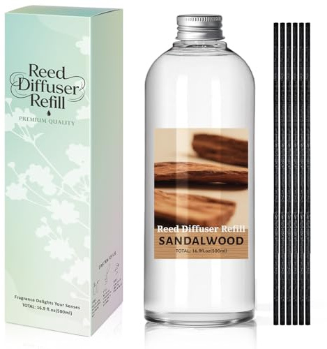SCENTORINI Difusor De Fragancia para Habitación Sándalo 500ML Recambio De Aceite Esencia, Ambientadores De Hogar Fragancia Duradera para El Hogar, Baño y Decoración De Habitación