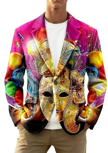 Blazer Uomo Casual Giacca in Corduroy con Paillettes Print per Uomo Testurizzata per Feste Festive ed Eventi Casual Eleganti