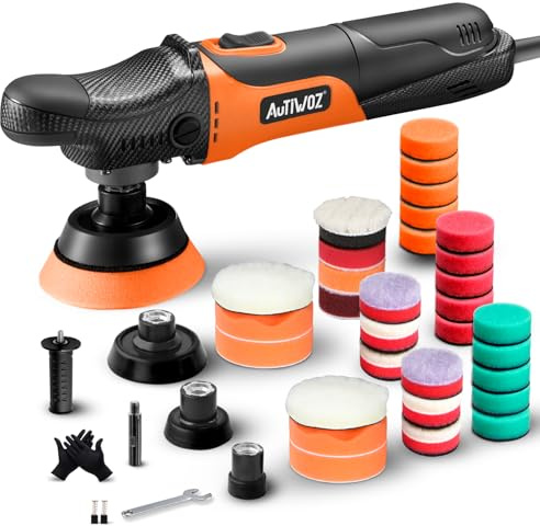 AUTIWOZ W03 Rotary Mini Car Polisher Buffer Sander Electric Polishing Machine Small 1inch 2inch 3inch Polishing Pads Kit for Car Floor Detailing Polish Buffing Sanding Variable 6 Speeds 2800-6800RPM