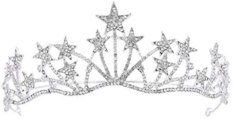 FRCOLOR Sternen Haarreif Krone Damen, Silberne Tiara Diadem FüR Hochzeit, Valentinstag, Party, Geburtstag, Eleganter Haarschmuck FüR Braut Und Brautjungfer