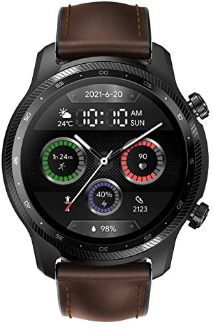 Ticwatch Montre connectée Pro 3 Ultra 4G WH11013 LTE avec Vodafone OneNumber et Orange eSIM Qualcomm et système de processeur de détection d'oxygène dans le sang Mobvoi Dual Wear OS, écran noir