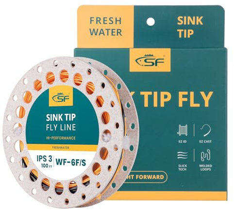 SF WF6F/S IPS3 Angelschnur, sinkende Spitze, sinkende Spitze, Orange/Schwarz