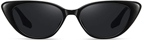 Fozono Retro Vintage Narrow Cat Eye Sunglasses for Women 90s Small Chic Trendy Sunnies UV400 Party Driving FZN7514(Glossy Black/Grey)
