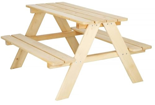 SPRINGOS Table de jardin 2 en 1 Table de pique-nique pour enfant en bois massif 90 x 79 x 50 cm Naturel BE003