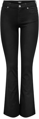 Only Femme Onlblush Mid Flared DNM Rea2343 Noos Jeans, Black Denim, M EU