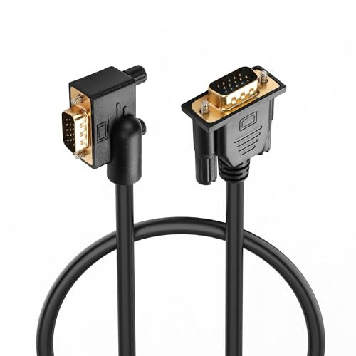 PNGKNYOCN 90 grados VGA RGB Cable,0.5M 1080P Full HD ángulo izquierdo VGA macho a VGA macho Cable de monitor para el monitor del ordenador proyector y más (0.5M)