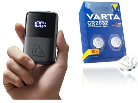 INIU Power Bank, 22.5W Fast Charging 10000mAh PowerBank & VARTA Batterien Knopfzellen CR2032, Lithium Coin, 3V