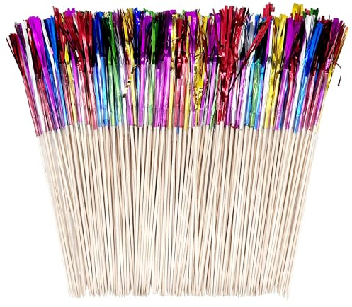 Allazone 200 Pz Fuochi D'artificio Stuzzicadenti, 23 cm Stuzzicadenti Decorativi per Cocktail, Cake Topper Cocktail Bevande Feste Decorazione per La Decorazione di Torte, Forniture per Feste