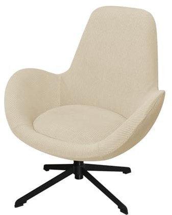 XHDZSW Housse De Fauteuil Pivotant Moderne avec Accoudoirs Latéraux, Housse De Fauteuil Pivotante en Coquille D'œuf, Protection De Chaise De Bureau à Dossier Incurvé (Naturelle)