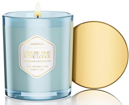 M&SENSE candele profumate invernale al cardamomo e legno di cedro per le celebrazioni natalizie, candela in barattolo di cera di soia naturale per la decorazione della casa, 320g, Fino a 70 ore