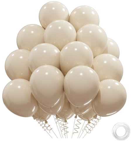 Luftballons Sandweiß, 31 Stück Latex Luftballons, Luftballons Beige Matt, Sand Weiss Helium Ballons, Creme Beige Ballons Für Geburtstagsdeko, Hochzeit Babyparty Deko, Taufe Deko, Partydeko, 12 Zoll