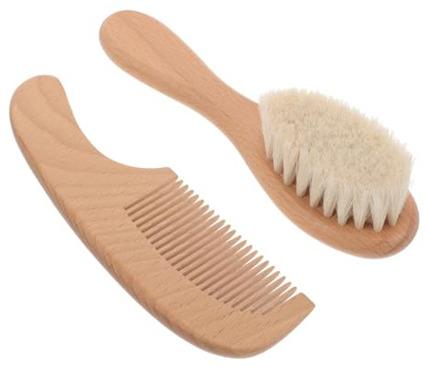 Ensemble Brosse et Peigne Bébé, 1 Set, Bois, Soin Bain | Poils Doux, Prise en Main Facile, Nettoyage Simple, pour -nés et Jeunes Parents, Usage Quotidien