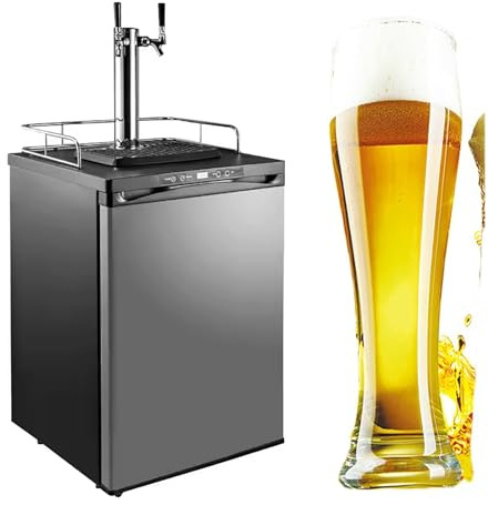 Commercial Draft Beer Dispenser with Adjustable Flow Control, Mini Refrigerator for Home, Bar, Restaurant, Barbecue, Temperature Range -5~25°C