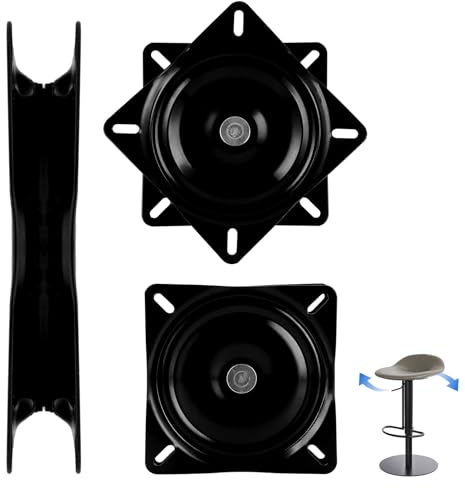 AKOLAFE 2 manopole girevoli per carichi pesanti, 360, con cuscinetto girevole a 360 gradi, carico pesante, 200 kg, 6 pollici/154 mm, piastra girevole a 360 gradi, in acciaio inox, colore nero, piatto