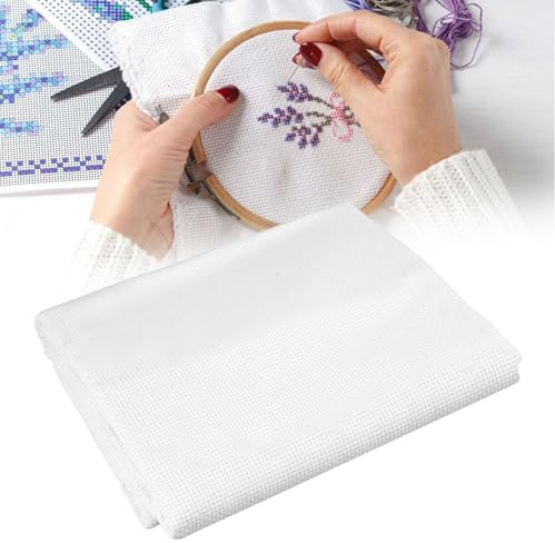 11CT Tela Punto de Cruz, 150x100cm Tela para Bordar a Mano, Blanca Telas Aida, Tela de Bordado de Costura para Costura Manualidades Suministro Trabajo Manual