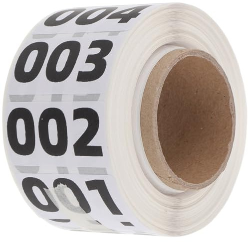 OUNONA Pegatinas Redondas Numeradas Autoadhesivas 40x20 Mm, 1000 Etiquetas para Inventario y Organización de Almacén, Calcomanías Adhesivas Térmicas Resistentes para Clasificación y Uso