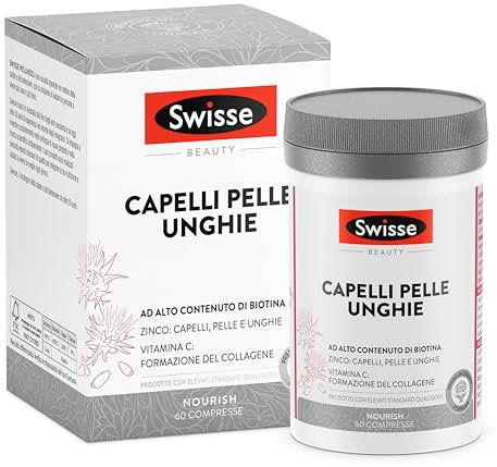 SWISSE Hair Skin Nails – Nahrungsergänzungsmittel Haut Haare Nägel mit Vitamin C, Biotin, Collagen und Zink, Kollagen Kapseln 60, Made in Italy