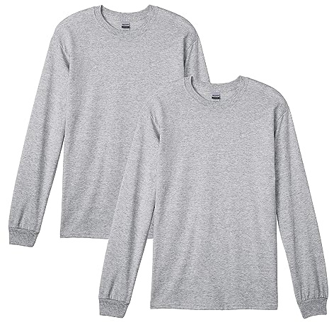 Gildan Adult DryBlend Long Sleeve T-Shirt, Style G8400, 2-Pack, Sport Grey, Large