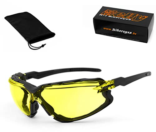 Helly - Gafas de sol para motocicleta, gafas de sol, gafas de sol para motocicleta, antivaho, resistentes al viento, irrompibles, con almohadillas extraíbles, gran sensación