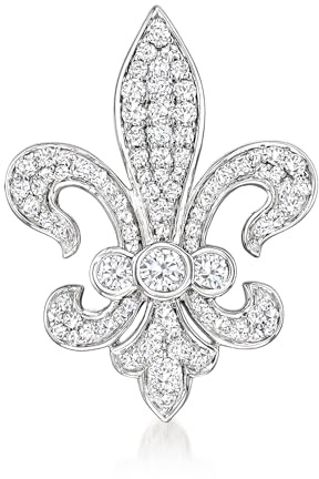 Ross-Simons 1.00 ct. t.w. Diamond Fleur-De-Lis Pin in Sterling Silver