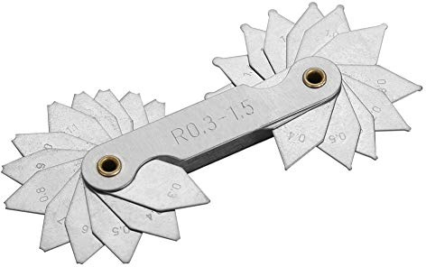 Fillet Gauge Measuring Tool,Stainless Steel Radius Fillet Gauge External Internal Concave Convex Measuring Tool(R7-14.5MM)