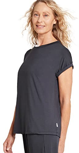 Boody | Women's Downtime Lounge Top | Organic Bamboo Loungewear | Pyjama T-Shirt | Storm | Medium