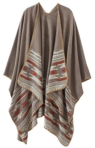 EXCHIC Damer vintage färgblockerande halsduk wrap öppen front poncho överdimensionerad vinterfilt elegant cape rock, Kamel-6, One Size