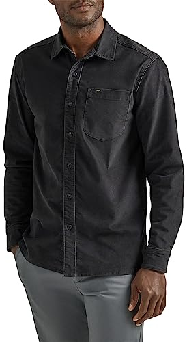 Lee Extreme Motion Chemise de Travail à Manches Longues Multi-usages Bouton Bas, Velours côtelé Anthracite, XXL Homme