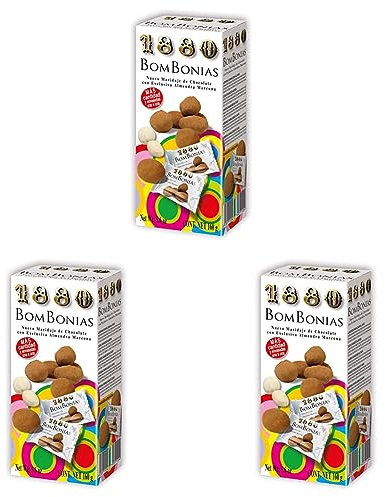 1880 Amandes Caramélisées Enrobées de Chocolat Blanc/Saupoudrées de Cacao/Emballage Individuel/Collation de Qualité Suprême 160 g 1 Unité (Lot de 3)