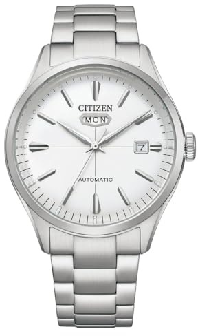 Citizen Reloj automático de Acero Inoxidable con Esfera Blanca NH8391-51A para Hombre, Plateado, Pulsera