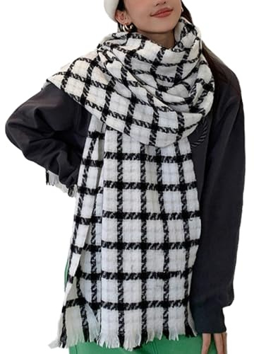 OKSakady femmes Écharpe à carreaux doux chaud châle épais foulard femmes hiver volé couverture