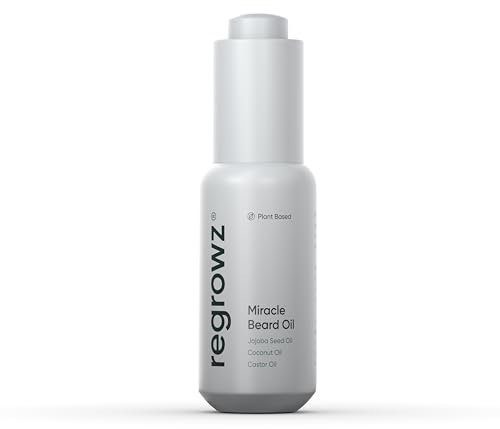 Regrowz Beard Oil for Men 30ml – Nourishing Beard Growth Serum with Coconut & Jojoba Oils – Hydrates, Softens & Relieves Itchy Beards – Promotes Thicker, Fuller Beard – Beard Oil For Men Growth