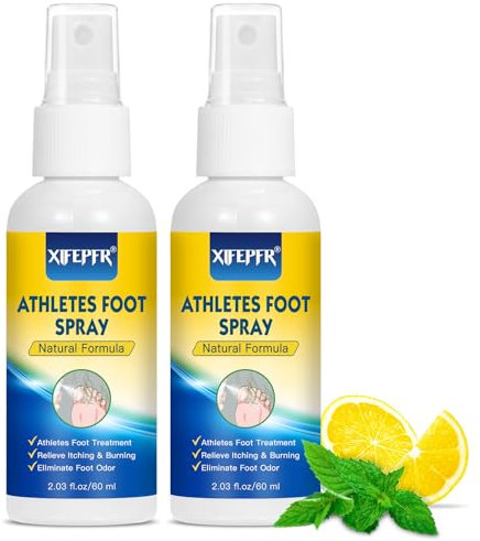 Spray de Traitement pour le Pied d'Athlète, Spray Désodorisant pour les Pieds contre les Odeurs, les Démangeaisons, la Transpiration, l'Écaillage et les Ampoules, Rafraîchissant, Apaisant et Calmant