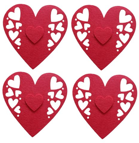 4pcs Non tessuto Posate Bag Pocket San Valentino Cuore Forchetta Coltello Cucchiaio Holder Cucina Stoviglie Tavolo Decor