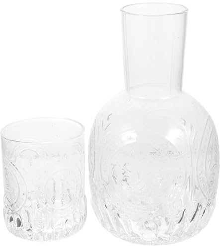PRETYZOOM Juego de Jarra de Vidrio Transparente con Taza Jarra Multifuncional de Agua Accesorio Hogar para Jugos y Bebidas Frías Diseño Práctico y Elegante Set de 2 Piezas