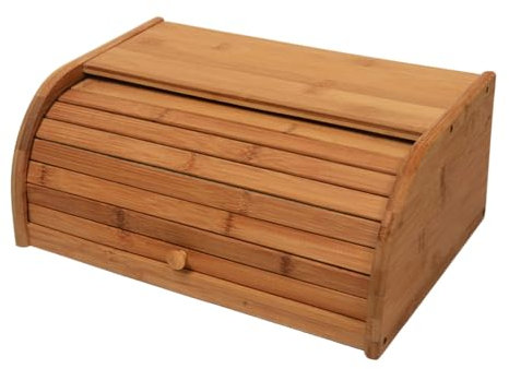 Wooden Natural Bamboo Bread Bin With Roll Top, Large Capacity Eco-Friendly Countertop Bread Bin, Corner Storage Box For Kitchen