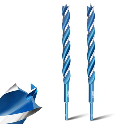 Teronbeta Holzbohrer 16mm x 230mm x 2pcs Professionelle Holzschlangenbohrer mit 1/4 Zoll Sechskant Schaft und Zentrierspitze