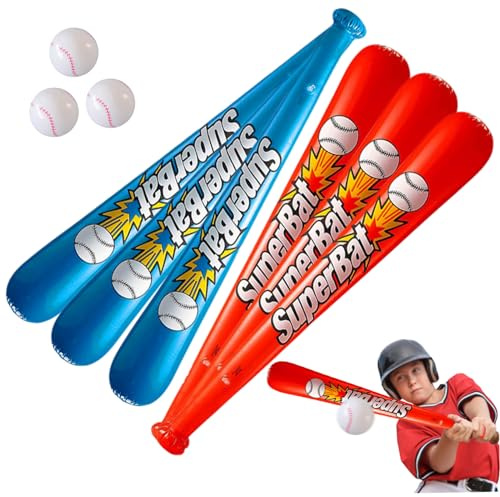 NASSMOSSE Bate y Pelota de béisbol inflables, 9 Unidades/Juego, Bate Inflable Vibrante a Prueba de Fugas, béisbol Reutilizable para Playa, Piscina, Recuerdos de Fiesta al Aire Libre