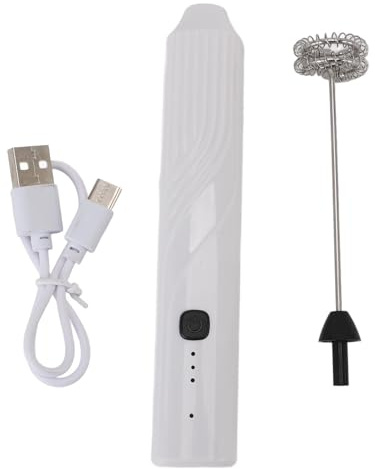 HPZIHUIT Montalatte Elettrico Multifunzionale Uso Efficiente Macchina per Schiuma di Latte Portatile in Acciaio Inossidabile per Gelato con Bevande al Caffè (Bianca)