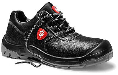 JORI Sicherheitsschuhe Lenny S2, Damen und Herren, Leder, Stahlkappe, leicht, klassisch 45, Schwarz