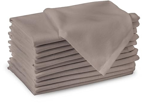 Encasa XO Servilletas de Tela de Algodón | Juego de 12 | Tamaño 43x43 cm | Color sólido Beige Intenso | Lavable en la Lavadora