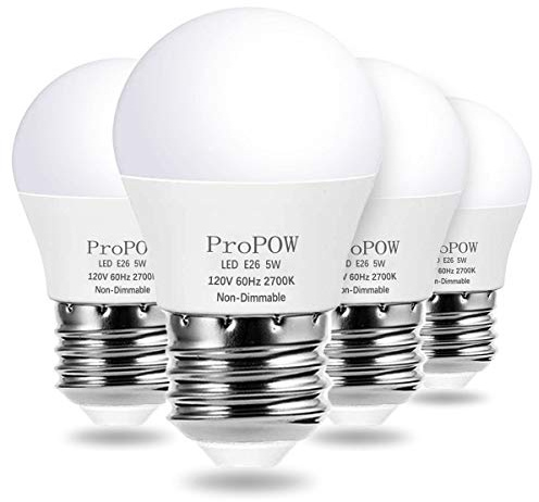 ProPOW A15 LED Bulb 40 Watt Equivalent, 5W LED Light Bulbs, Soft White 2700K Energy Saving Low Watt Light Bulbs,E26 Base Bulb for Home Bedroom(4 Pack)