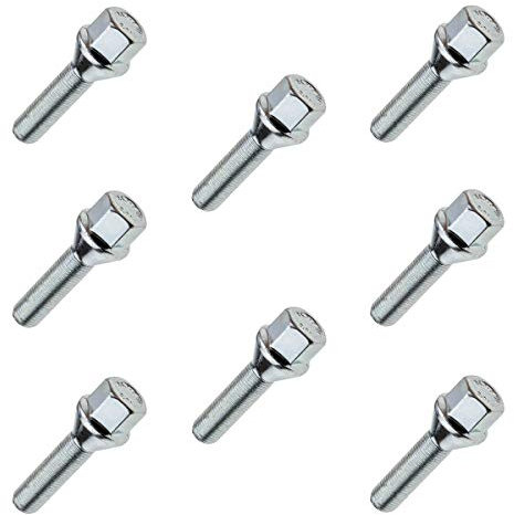 C CARBONADO Lot de 8 Boulons de Roue M12x1,5 40 mm Siège Conique 60° Clé 17 mm pour Jantes Aluminium et Acier