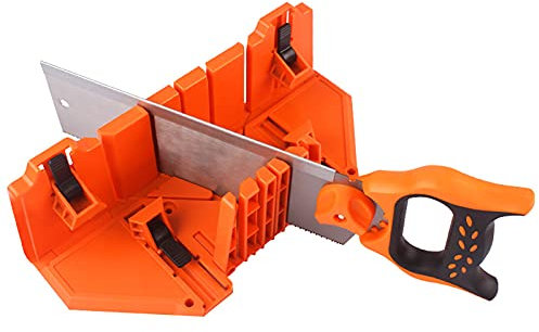 Telituny Ingletadora Manual, 14 Caja de Ingletes de 0°/22,5°/45°, Sujeción de Múltiples ángulos de Alta Resistencia con Mordazas de Abrazadera Ajustables, para Artesanos de Trabajos Arquitectónicos