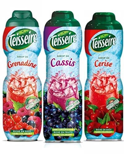 Lote de 3 siropes de granadina de grosella negra y cereza 3X0,6 L