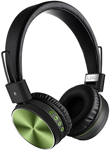 Auriculares con micrófono sobre la oreja, graves profundos 3D, copas de espuma viscoelástica, para smartphone, tableta, computadora, MP3/4 (verde)