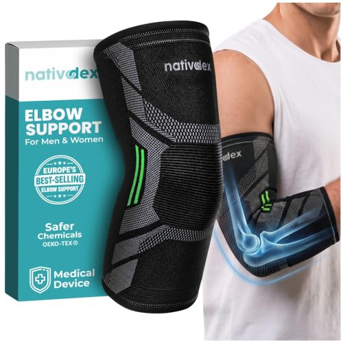 NativoDex Armbågsskydd för epikondylit och tendinit, män, kvinnor och gym | Kompatibel med tennisarmbåge och golfspelare · Perfekt för tennis och paddel · dagligt stöd