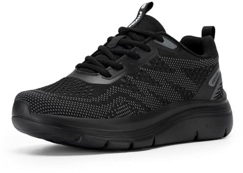 FitVille Damen Sneaker Weit Walkingschuhe für Breite Füße Sportschuhe Leichte Laufschuhe Dämpfung Bequeme Schuhe Outdoor Fitness Jogging,Schwarz,42,Weit