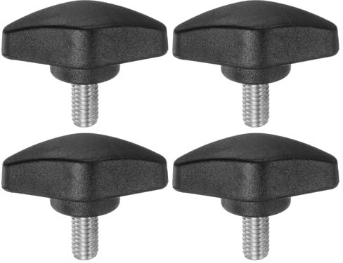 HARFINGTON 4pcs Tee Wing Knobs Thumb Screws M6 x 12mm Male Thread Black